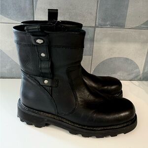 Harley Davidson moto boots- side zip chunky riding boots- 10